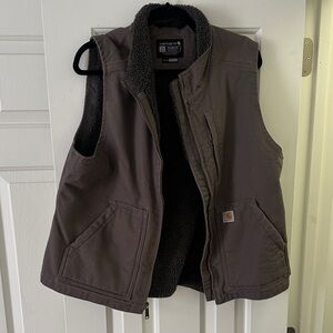 Carhartt Women’s Sherpa Lined Vest - Relaxed Fit - Taupe Gray - Women’s L